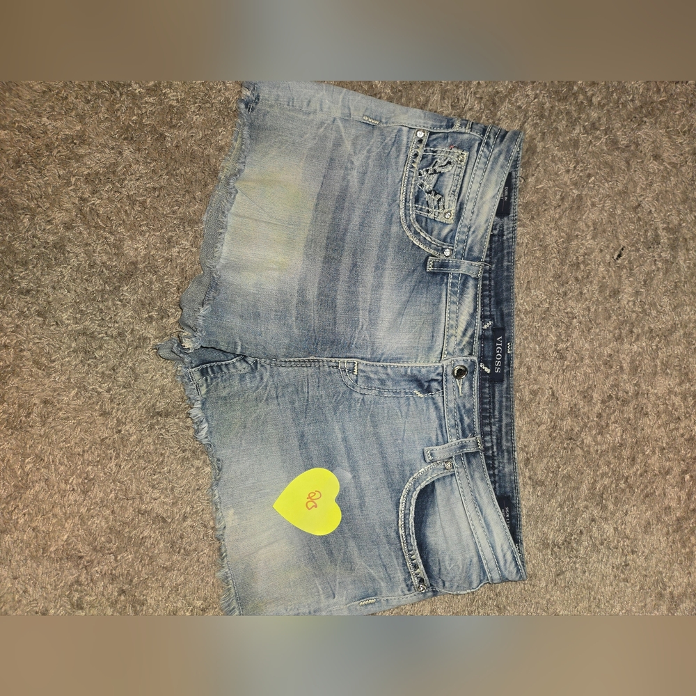 Vigoss Blue Jean Shorts with Distressed Frayed Hem